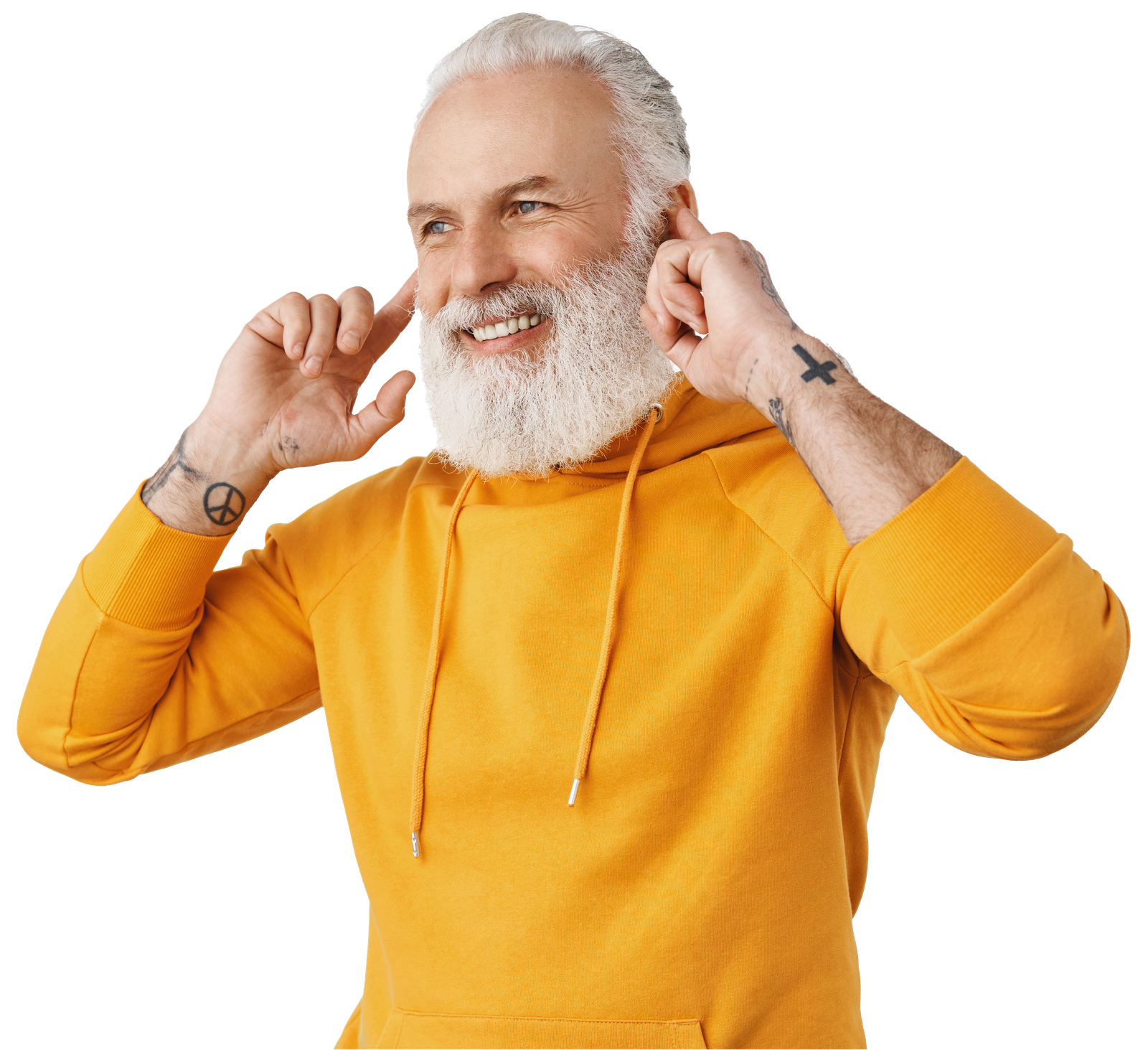 handsome-senior-man-listen-music-wireless-earphones-smiling-looking-aside-logo-hipster-old-man-enjoying-perfect-sound-earbuds-white-background